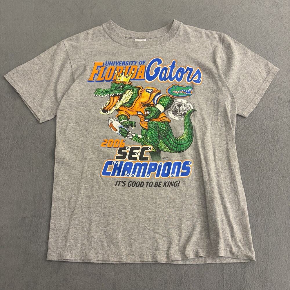 VTG Florida Gators 2006 National Champions Big Logo T-Shirt Mens Medium Gray